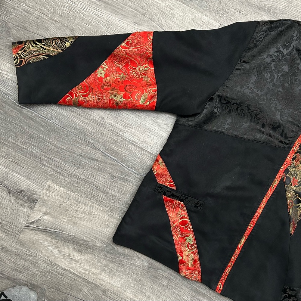 Vtg Chicos Asian Patchwork Jacket Red Brocade Man… - image 8